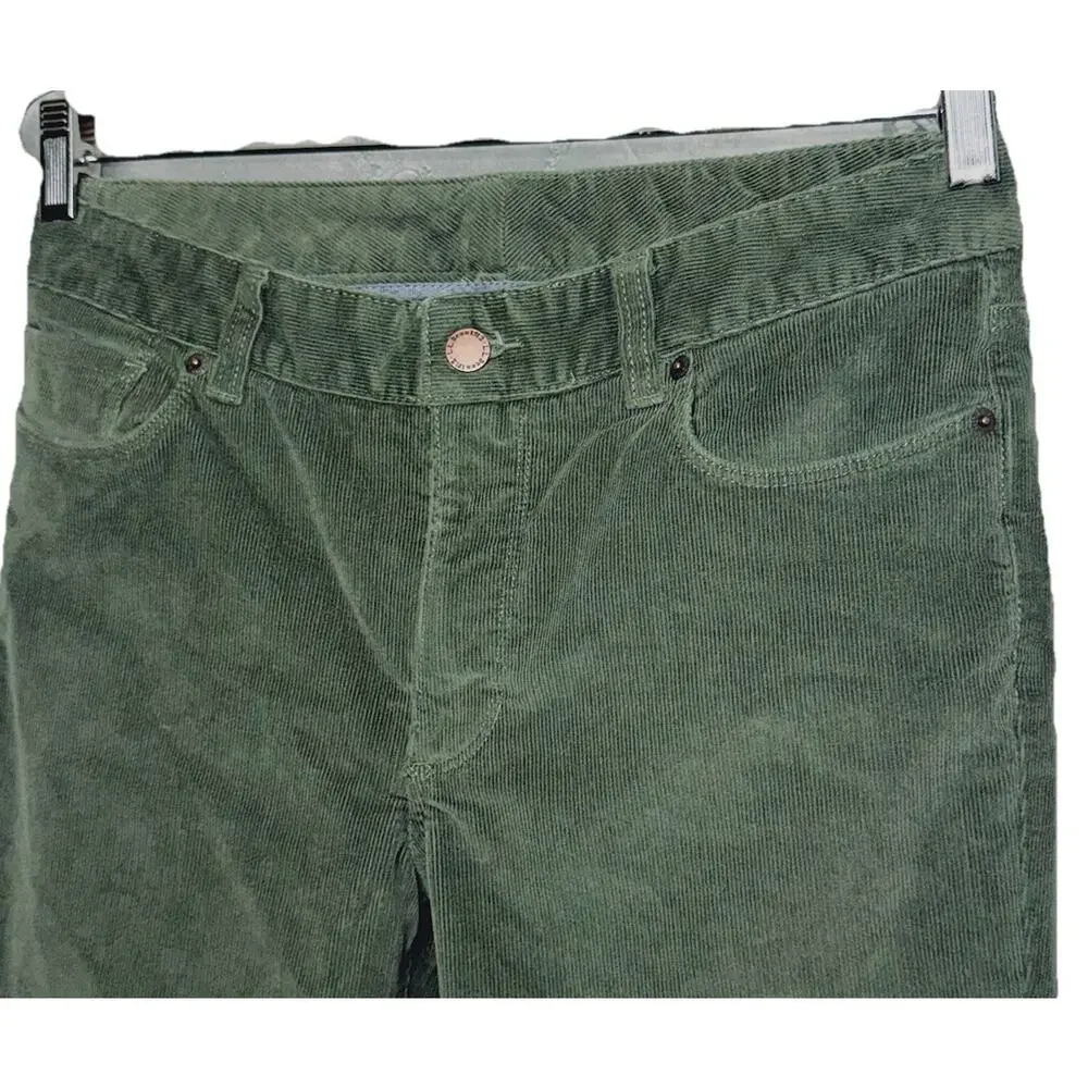 LL Bean Womens 6 Favorite Fit Stretch Corduroy Pants Olive Sage Green Flat Front